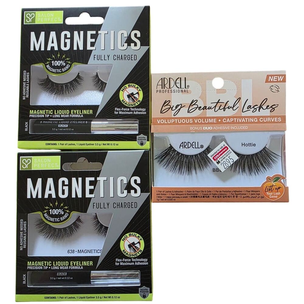 2PK Salon Perfect Magnetics Fully Charged #638 Lash w/Lash Adhesive + Ardell BBL